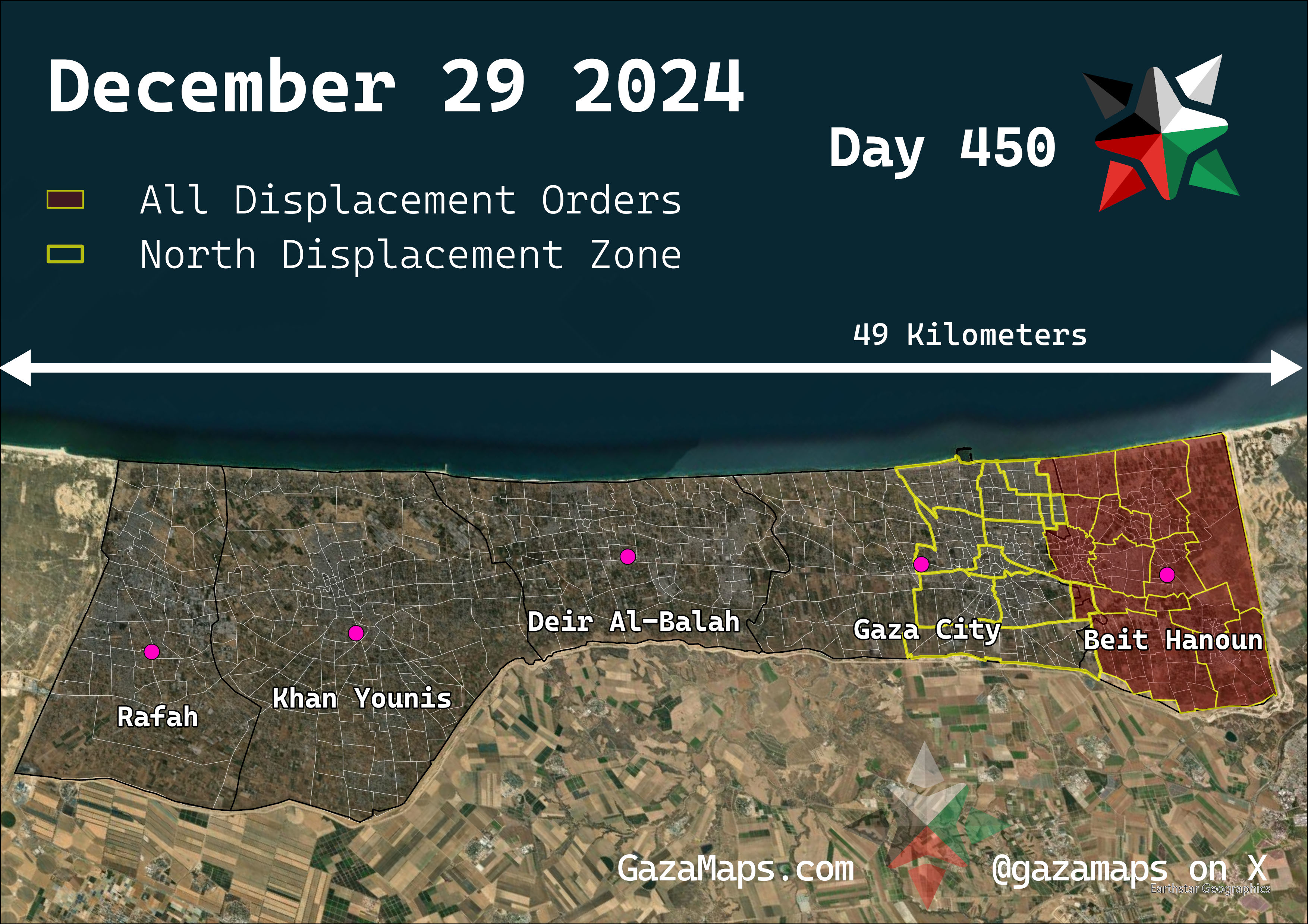 GazaMaps original map, based on IDF displacement order from 29 December 2024
