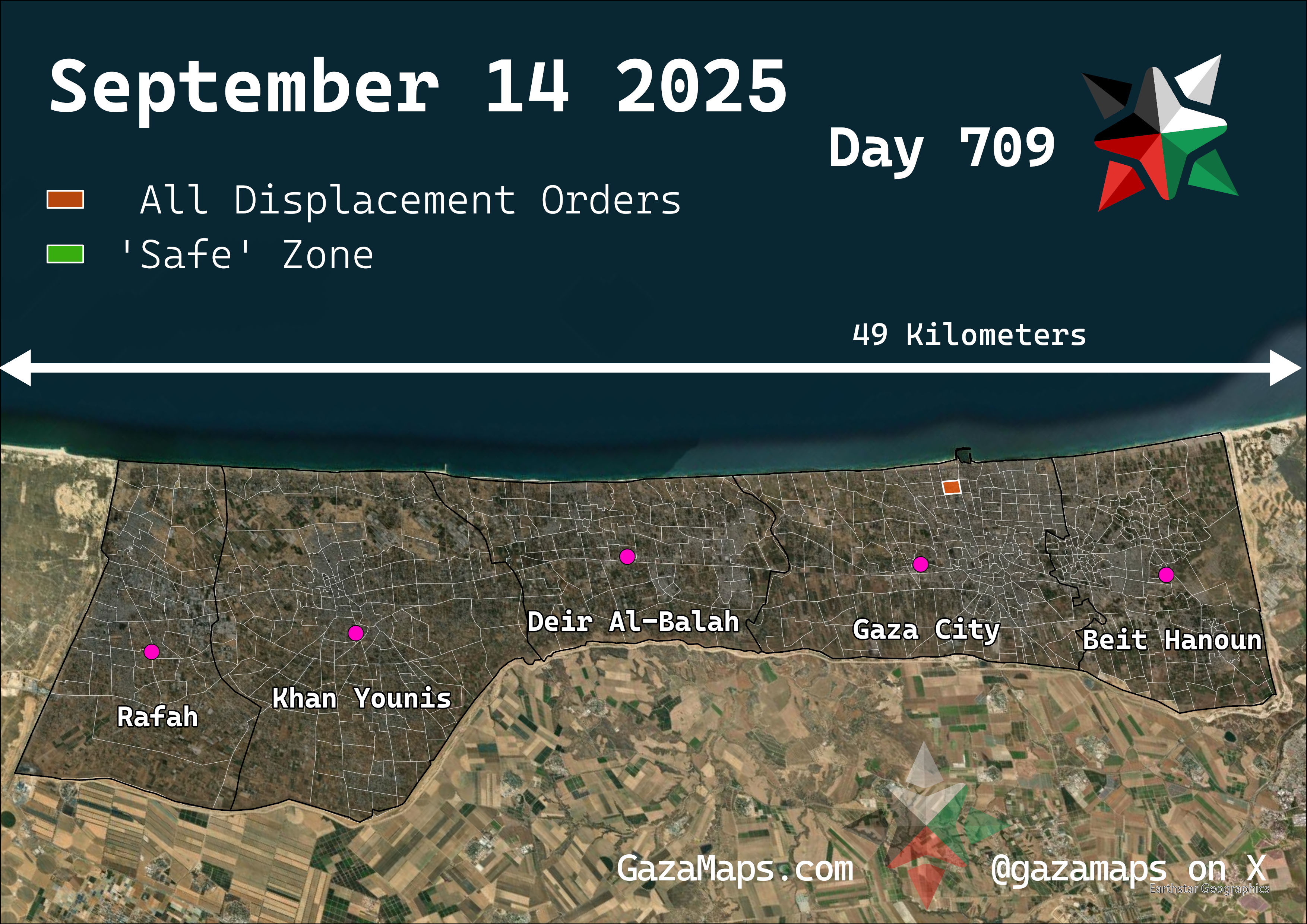 GazaMaps original map, based on IDF displacement order from 14 September 2025