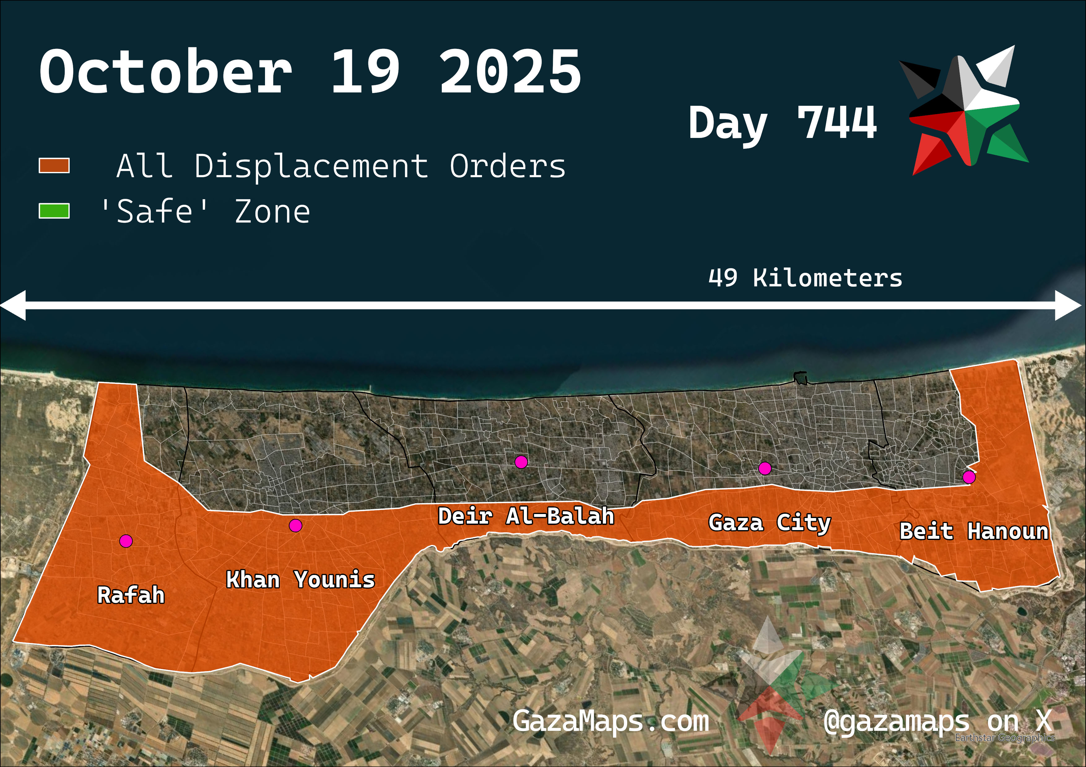 GazaMaps original map, based on IDF displacement order from 19 October 2025