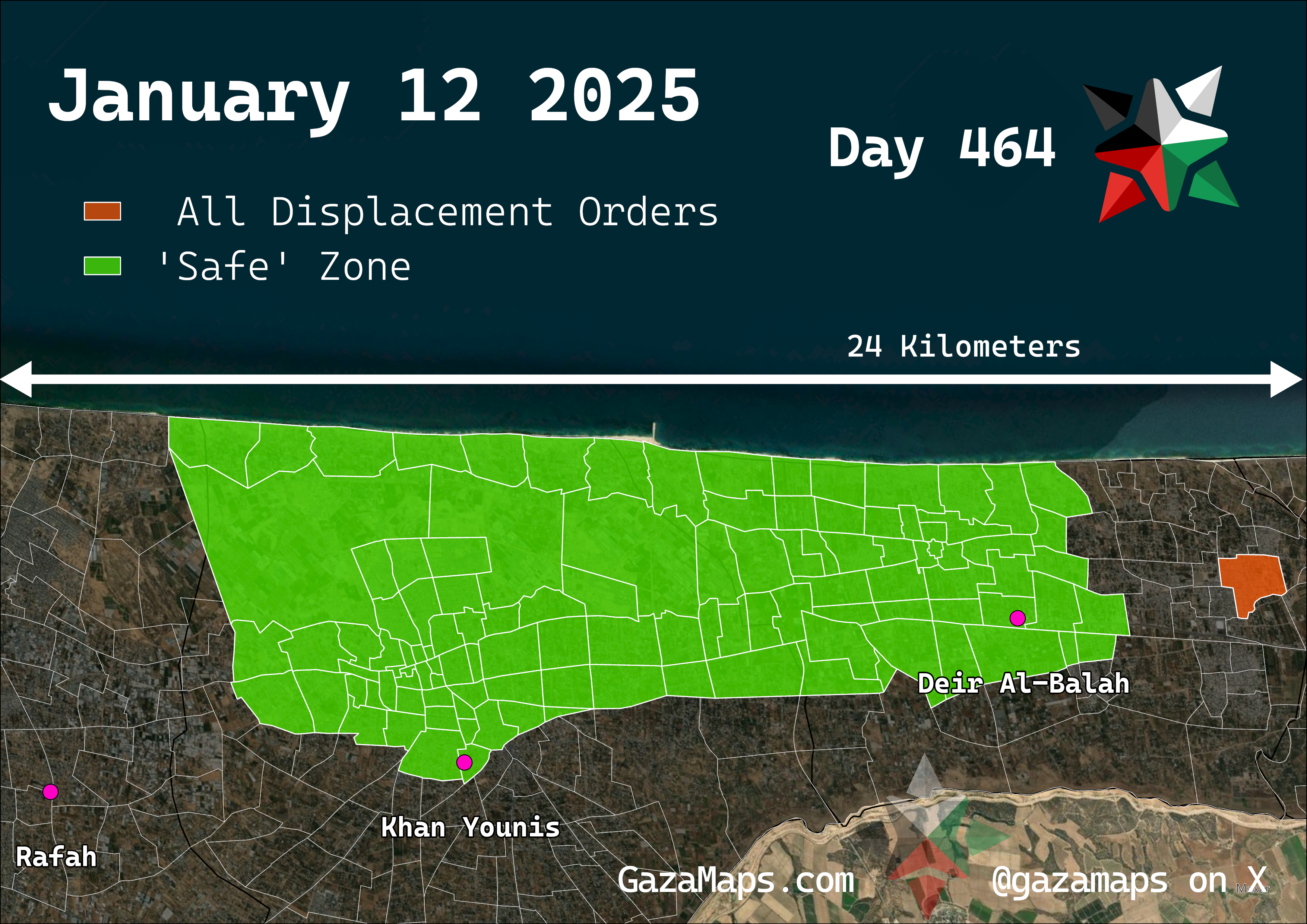 GazaMaps original map, based on IDF displacement order from 12 January 2025