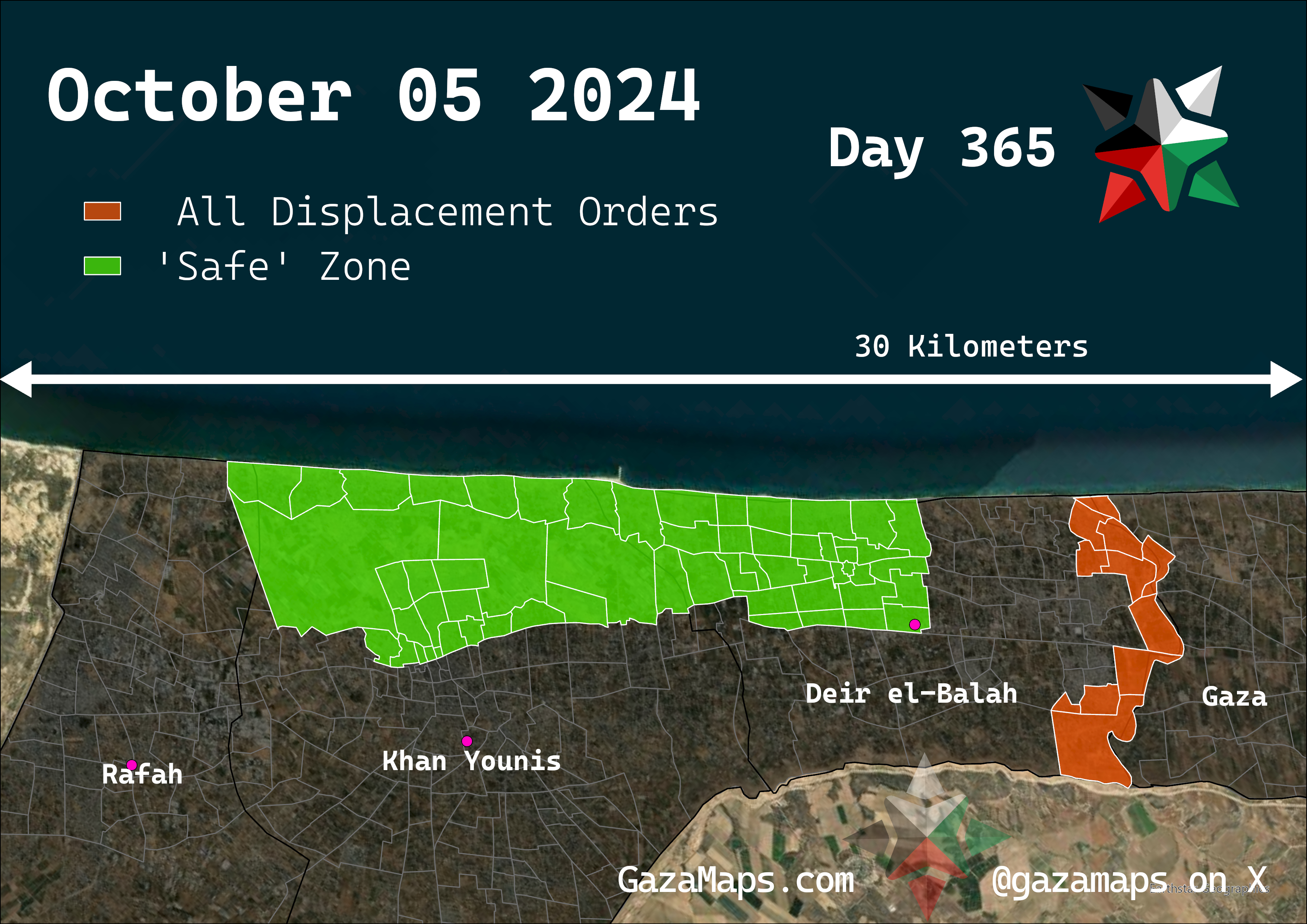 GazaMaps original map, based on IDF displacement order from 05 October 2024