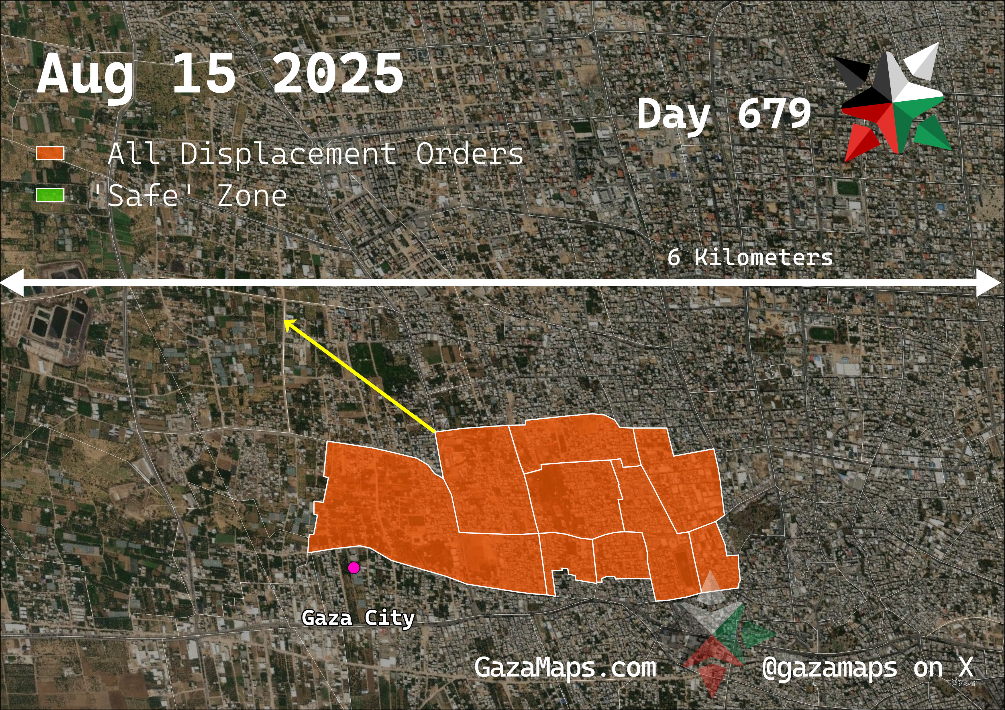 GazaMaps original map, based on IDF displacement order from 15 August 2025
