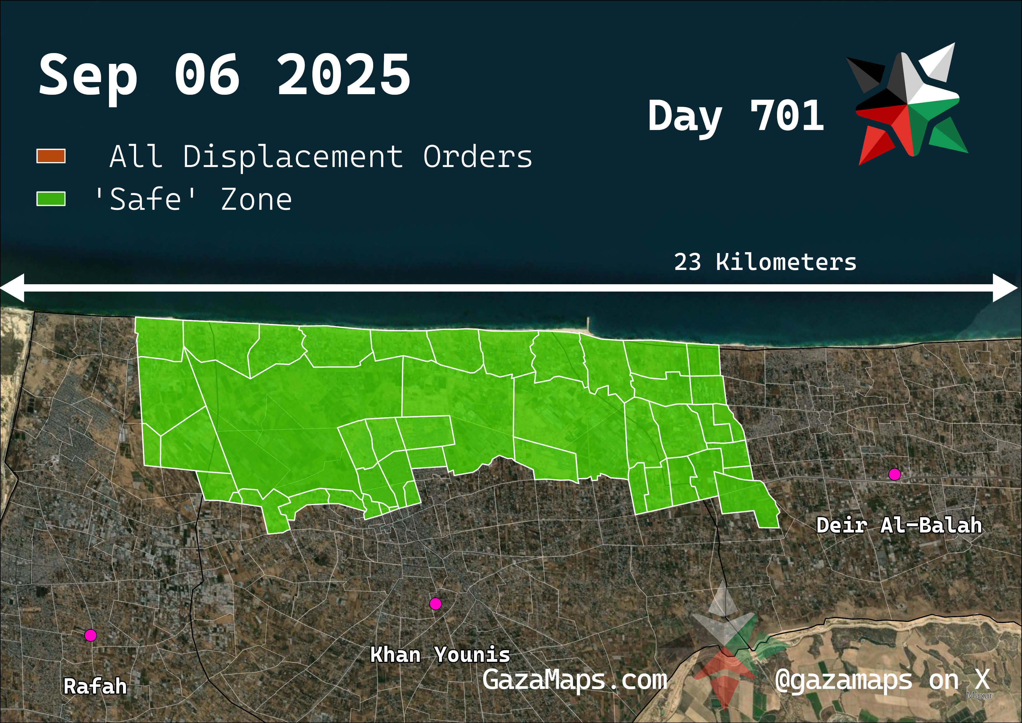 GazaMaps original map, based on IDF displacement order from 06 September 2025