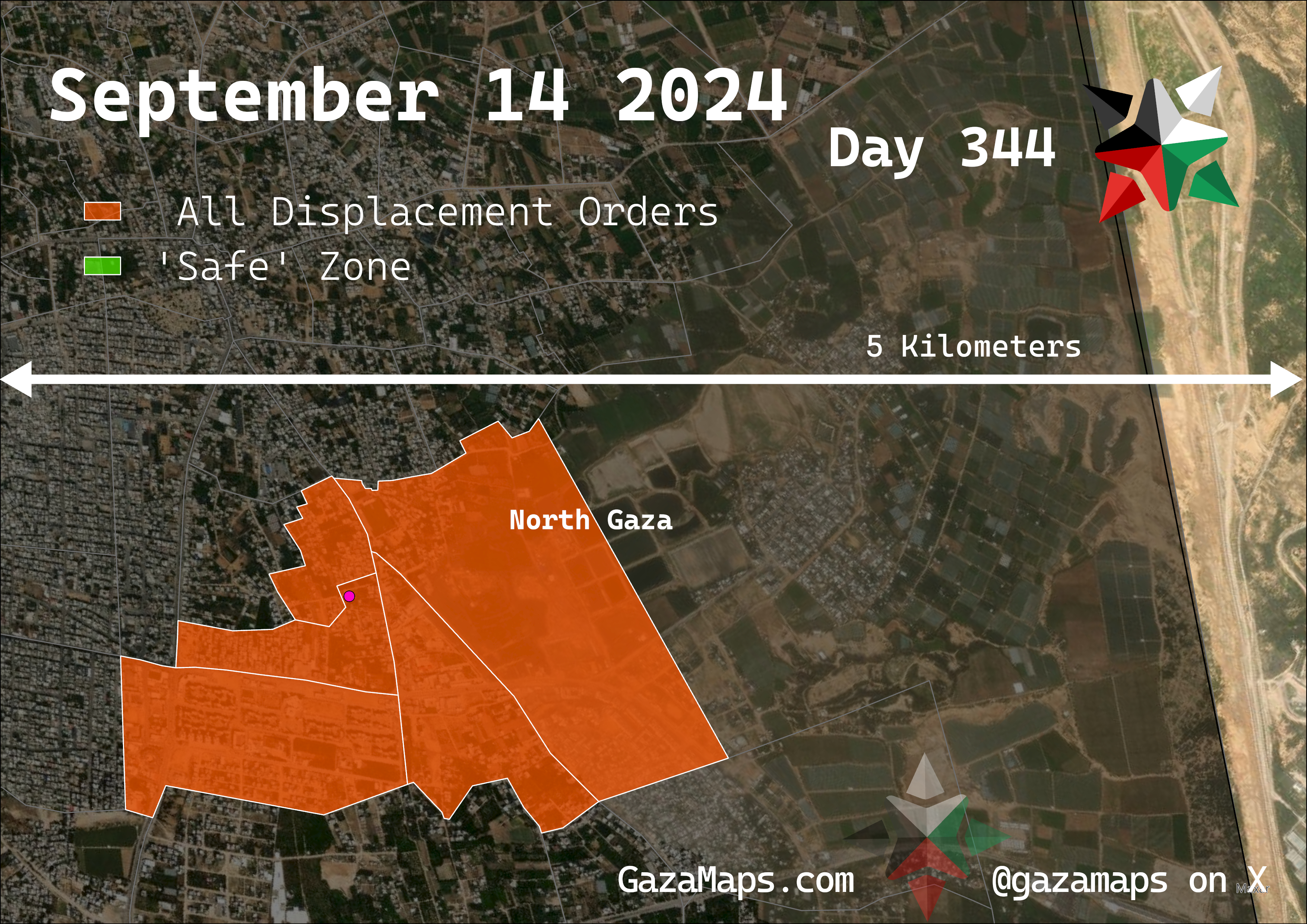 GazaMaps original map, based on IDF displacement order from 14 September 2024