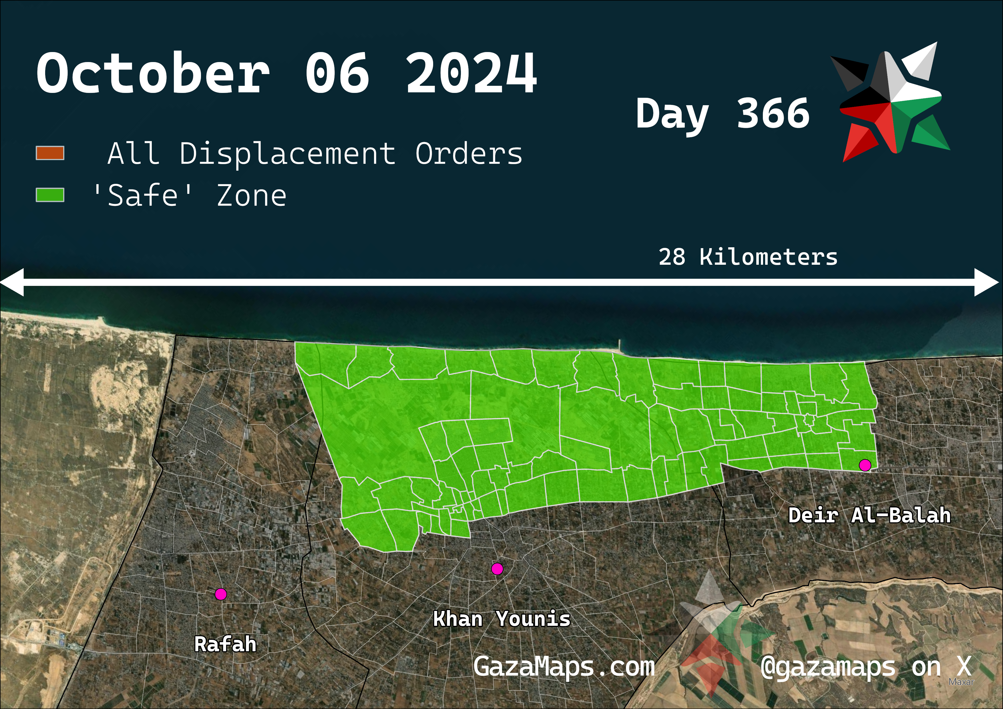 GazaMaps original map, based on IDF displacement order from 06 October 2024